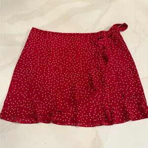 Red Polka Dot Wrap Skirt